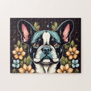 Floral Boston Terrier Puzzle