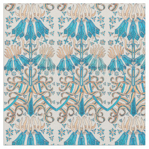 Floral Botanic French Art Nouveau Blue Beige Stoff