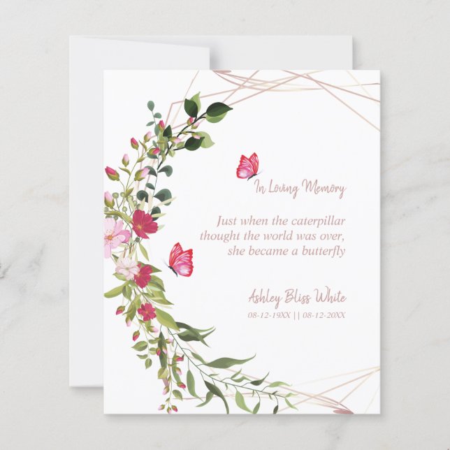 Floral Botanical Butterflies Memorial Dear Ones (Vorderseite)