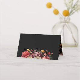 Floral Botanical Moody Black Wedding Platzkarte