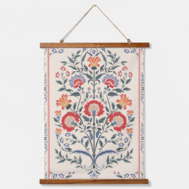 Floral Botanical  Wandteppich Mit Holzrahmen