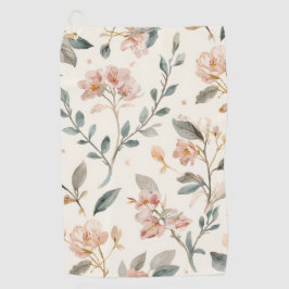 Floral Botanical Watercolor Leaves Beige Painted Golfhandtuch