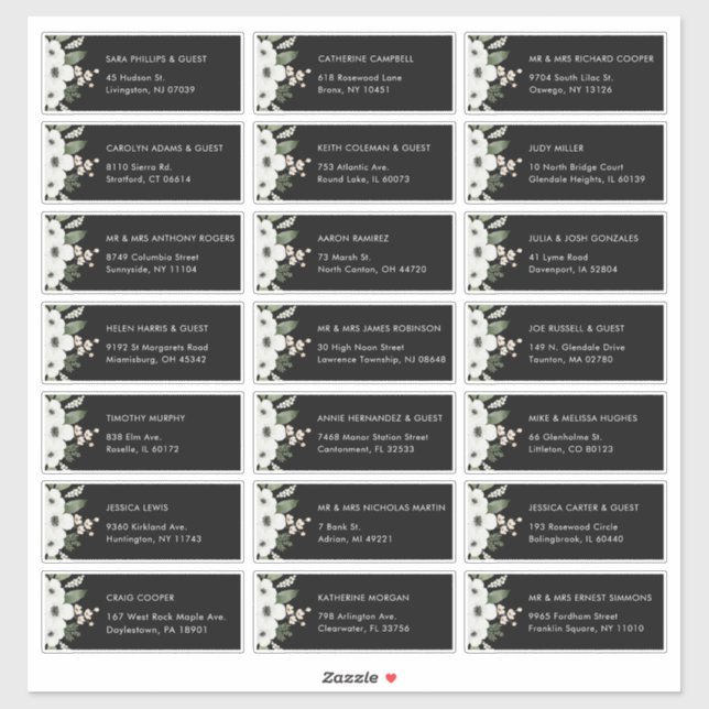 Floral Botanical Wedding Guest Address Labels (Blatt)