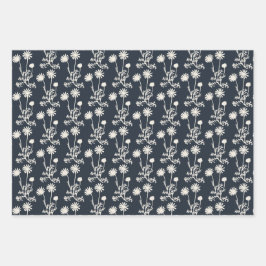 Floral Botanical Wild Daisies Vintag Gemustert Geschenkpapier Set