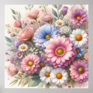 Floral botanischer Sommer Blume Aquarell Poster