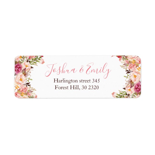 Floral Botanisches Pink Peony Wedding-Label (Vorne)