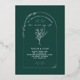 Floral Bouquet Arch Emerald Wedding Folieneinladung