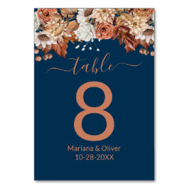 Floral Bouquet auf Navy Blue Fall Tischnummer