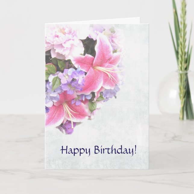Floral Bouquet Birthday Karte (Vorderseite)