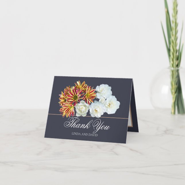 Floral Bouquet Botanische Blume Hochzeit Vielen Da Dankeskarte (Vorderseite)