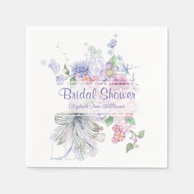 Floral Bouquet Brautparty Paper Napkins Serviette (Vorderseite)