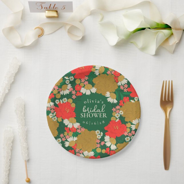 Floral Bouquet Bridal Shower Paper Plates Pappteller (Hochzeit)