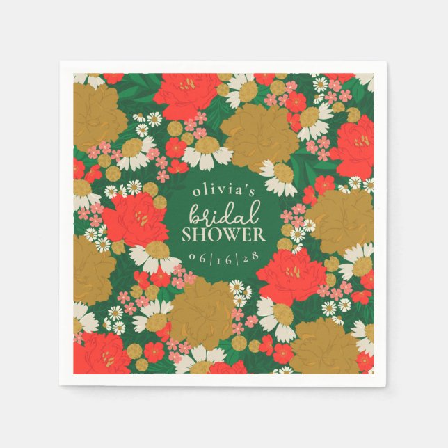 Floral Bouquet Bridal Shower Paper Plates Serviette (Vorderseite)