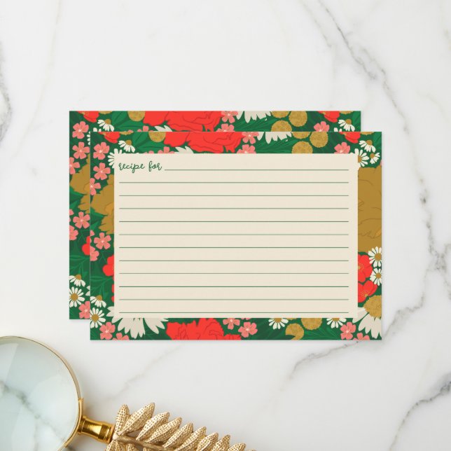 Floral Bouquet Bridal Shower Recipe Card Dankeskarte (Vorderseite/Rückseite Beispiel)