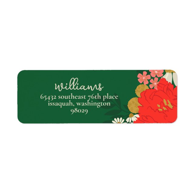 Floral Bouquet Bridal Shower Return Address Label (Vorne)