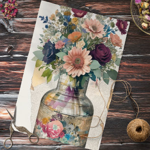 Floral Bouquet Collage Decoupage Tissue Paper Seidenpapier