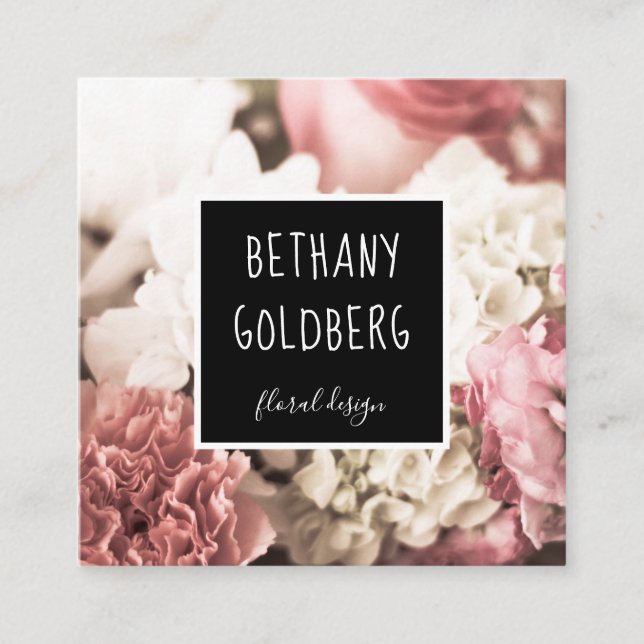 Floral Bouquet Florist Event Design Business Card Quadratische Visitenkarte (Vorderseite)