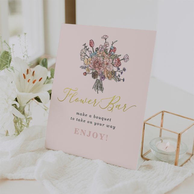 Floral Bouquet Frische Pasta machen Blume Bar Sockelschild (Floral Bouquet Fresh off the Market Flower Bar Pedestal Sign)