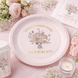 Floral Bouquet Frische Pasta machen Brautparty Pappteller