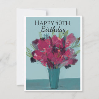 Floral Bouquet in Aquamarin & Rose Happy 50. Gebur