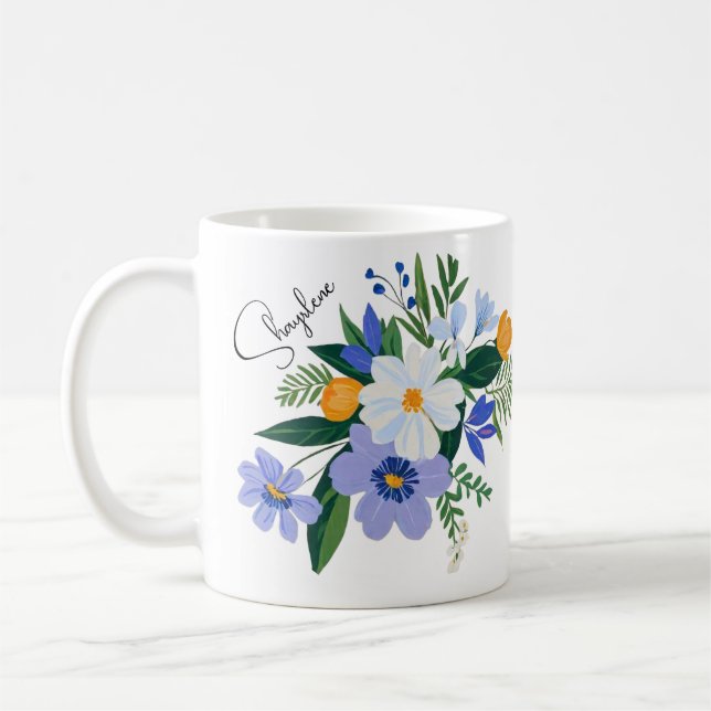 Floral Bouquet Lila Orange Kaffeetasse (Links)