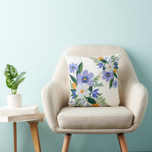 Floral Bouquet Lila Orange Kissen