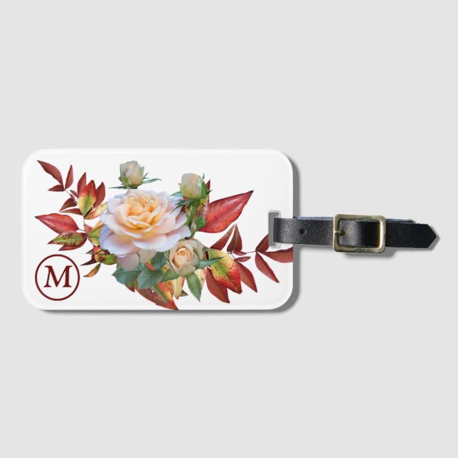 Floral Bouquet Mit Monogramm Gepäckreise Gepäckanhänger (Vorderseite (Horizontal))