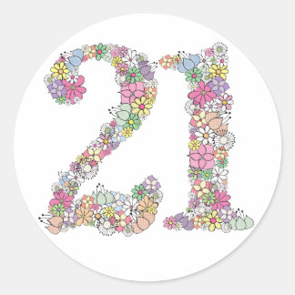 Floral Bouquet Nummer 21 Siegel auf dem Etikett Runder Aufkleber