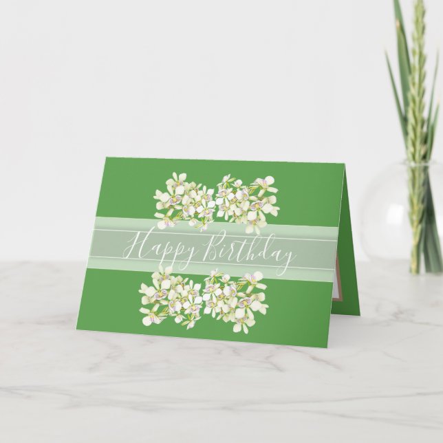 Floral Bouquet Orchid Blume Green Girl Karte (Vorderseite)