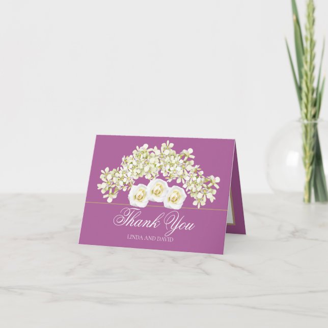 Floral Bouquet Orchids & Rose Hochzeit Vielen Dank Dankeskarte (Vorderseite)