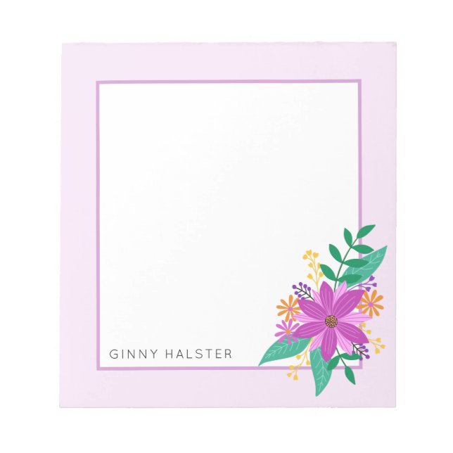 Floral Bouquet Personalisiert Notepad 5,5" x 6" Notizblock (Vorderseite)