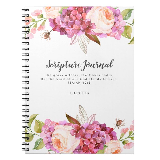 Floral Bouquet Personalisiert Scripting Journal Notizblock (Vorderseite)