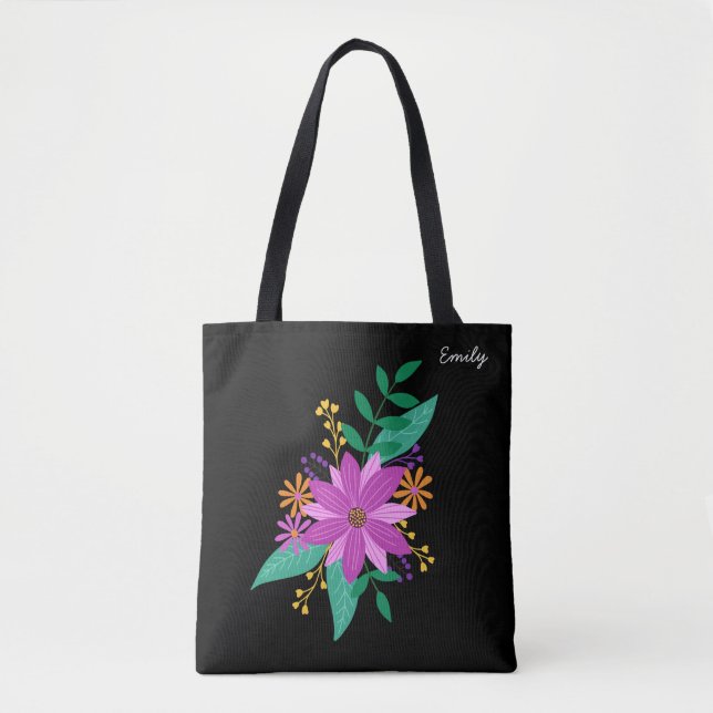 Floral Bouquet Personalisiert Tote Bag (Vorderseite)