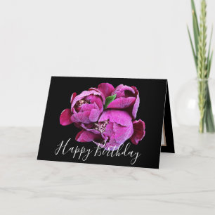 Floral Bouquet Pink Peonies Flower Girl Geburtstag Karte