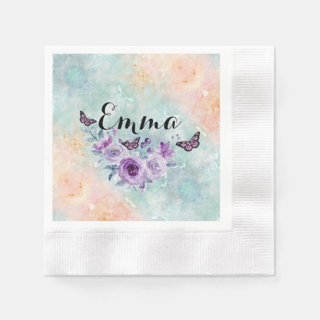 Floral bouquet purple garden serviette (Vorderseite)