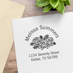 Floral Bouquet, Rose Blume Arte Adresse Gummistempel