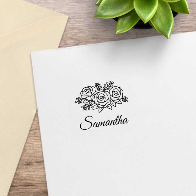 Floral Bouquet Rose Blume Posy Individuelle Name 1 Gummistempel (Von Creator hochgeladen)