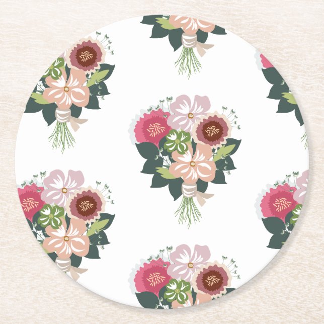 Floral Bouquet Runder Pappuntersetzer (Vorderseite)