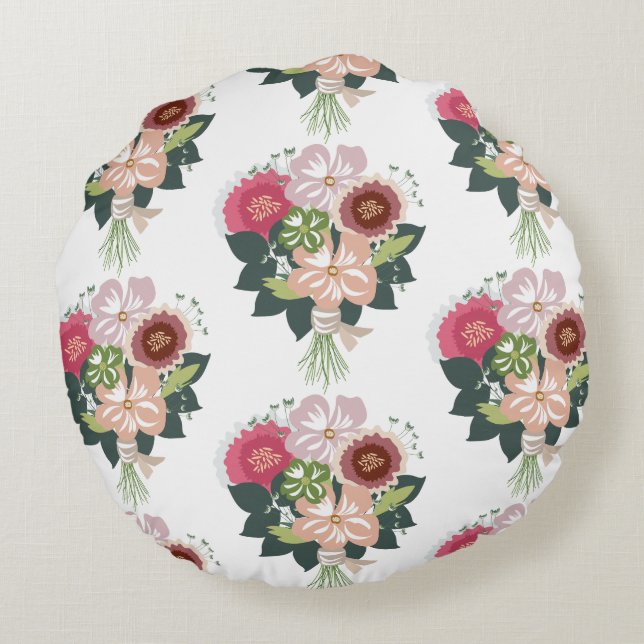 Floral Bouquet Rundes Kissen (Rückseite)
