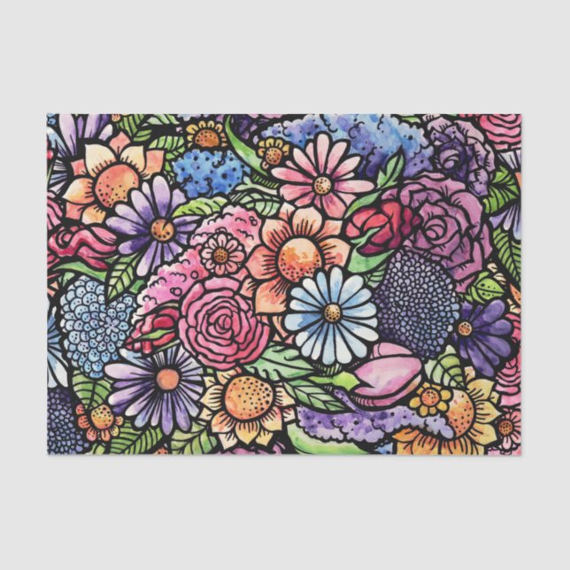 Floral Bouquet Spring Blume Seidenpapier (Vorderseite)