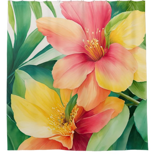 Floral Bouquet Tropische Blume Duschvorhang (Vorderseite)