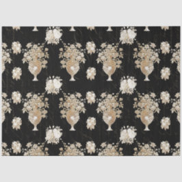 Floral Bouquet Vintag Black Gold Script Decoupage Seidenpapier