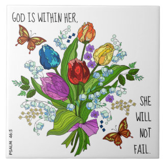 Floral Bouquet, w Vers aus Psalm 46:5 Fliese