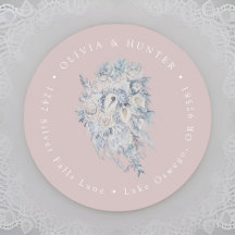 Floral Bouquet Wedding Couple Names Rücksendeadres