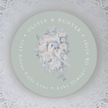 Floral Bouquet Wedding Couple Names Rücksendeadres