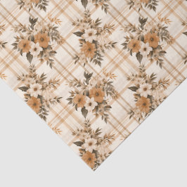 Floral Bouquets and Autumn Plaid 3 Sheets Seidenpapier