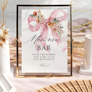 Floral Bow Baby in Bloom Baby Shower Mama-osa Bar Poster