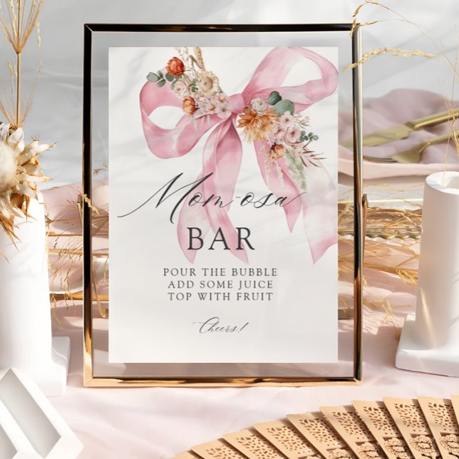 Floral Bow Baby in Bloom Baby Shower Mama-osa Bar Poster (Von Creator hochgeladen)