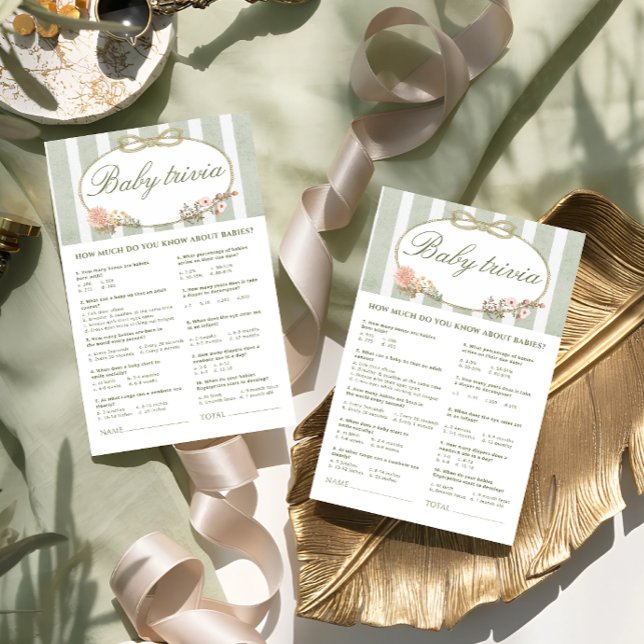 Floral Bow Baby Shooter Baby Trivia Game (Von Creator hochgeladen)