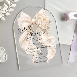 Floral Bow Elegant Bridal Shower  Acryleinladungen